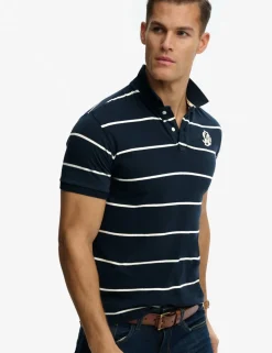 Pure Cotton Jersey Striped Polo Shirt