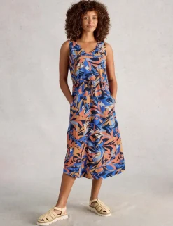 Pure Cotton Jersey V-Neck Midi Dress