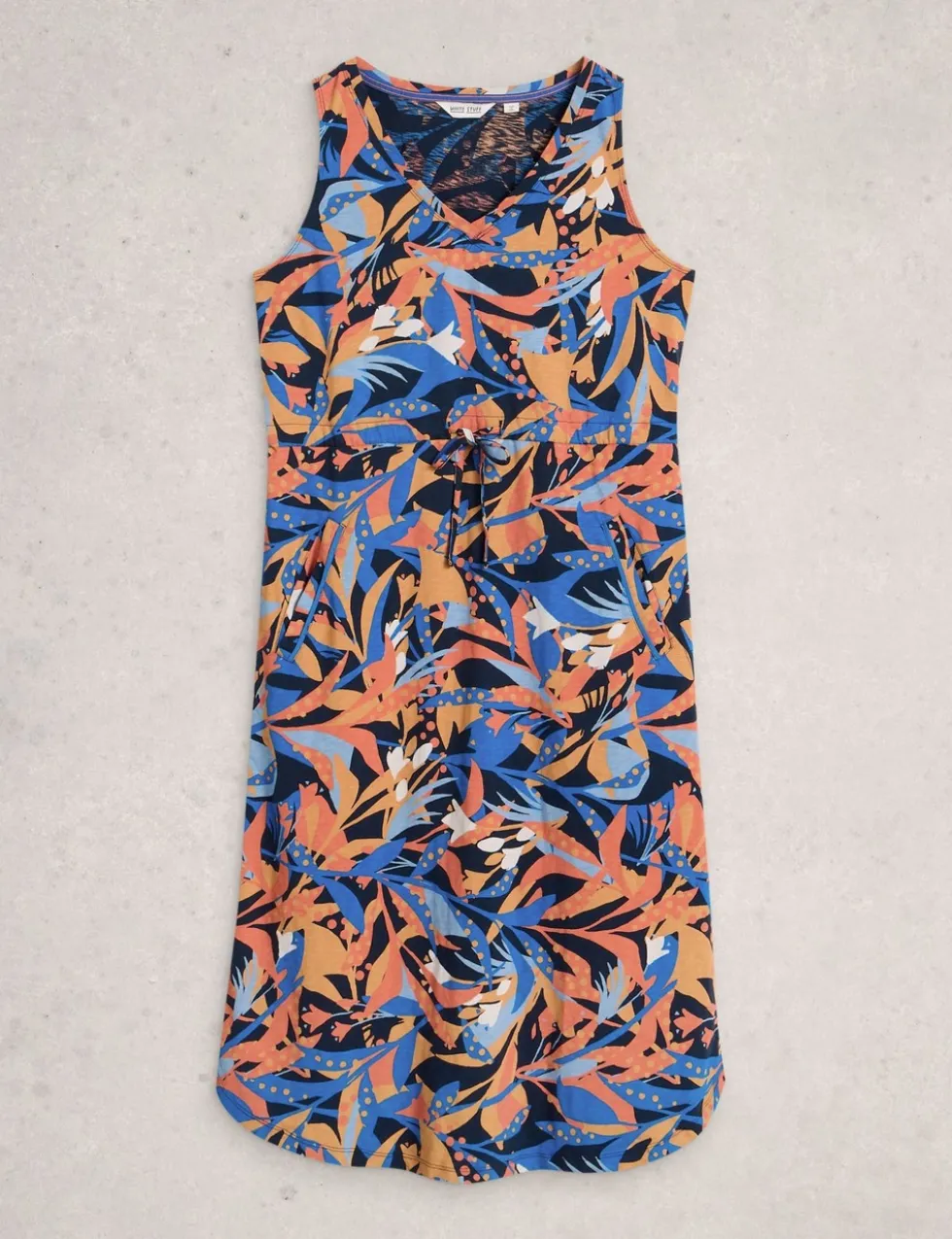 Pure Cotton Jersey V-Neck Midi Dress