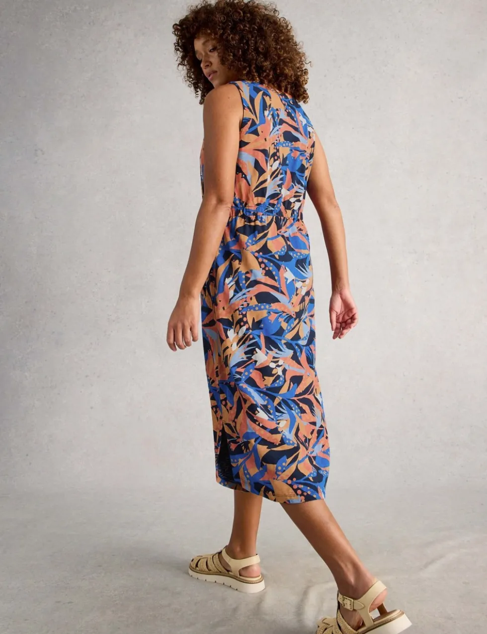 Pure Cotton Jersey V-Neck Midi Dress