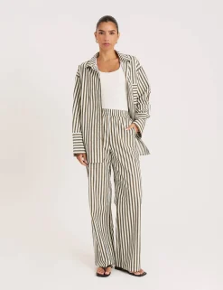 Pure Cotton Jessie Striped Wide Leg Trousers
