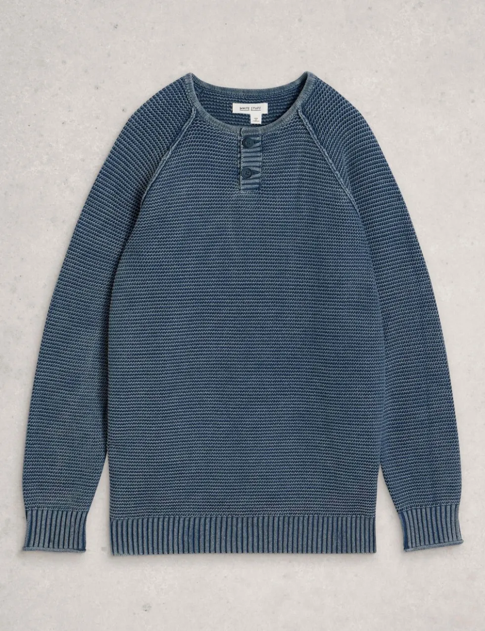 Pure Cotton Knitted Henley Jumper