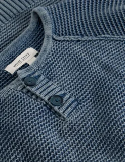 Pure Cotton Knitted Henley Jumper