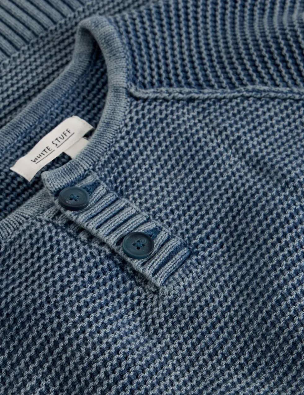 Pure Cotton Knitted Henley Jumper