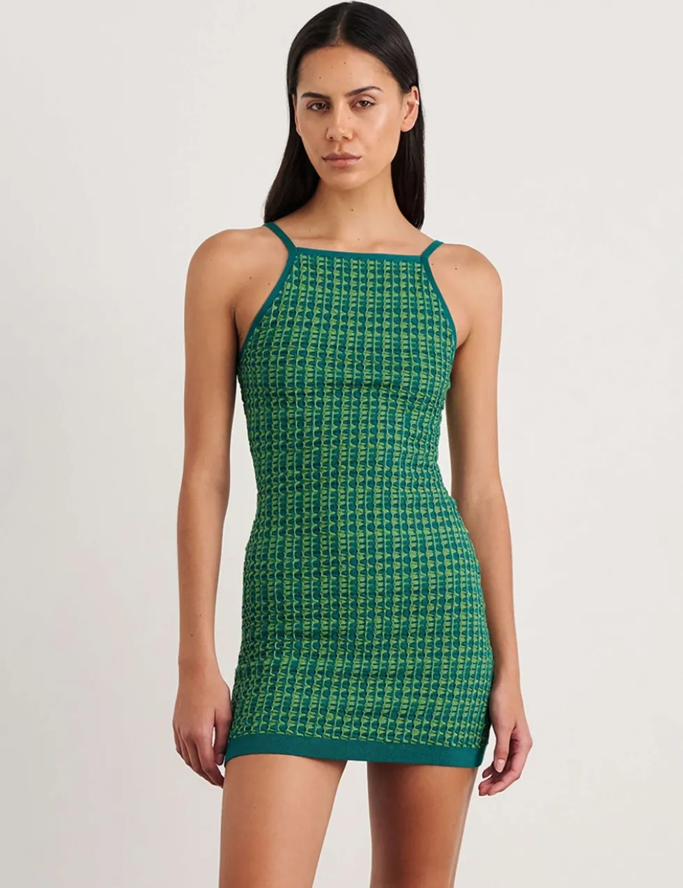 Pure Cotton Knitted Square Neck Mini Dress