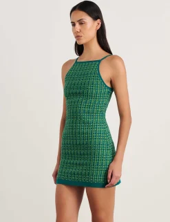 Pure Cotton Knitted Square Neck Mini Dress