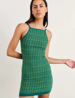 Pure Cotton Knitted Square Neck Mini Dress