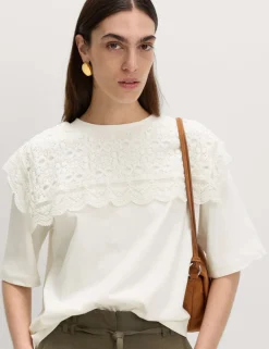 Pure Cotton Lace Bib T-Shirt