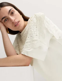 Pure Cotton Lace Bib T-Shirt