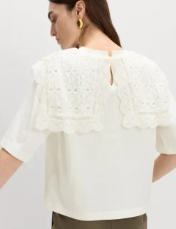 Pure Cotton Lace Bib T-Shirt