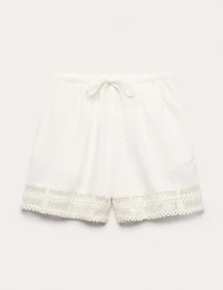 Pure Cotton Lace Insert Beach Shorts