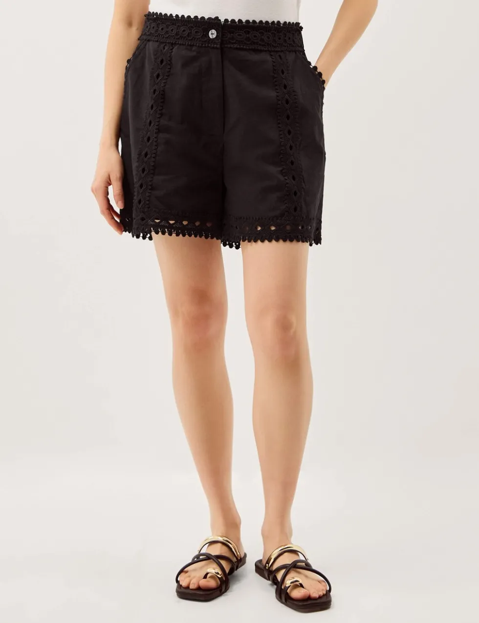 Pure Cotton Lace Trim Shorts