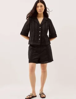 Pure Cotton Lace Trim Shorts