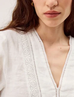 Pure Cotton Lace V-Neck Blouse