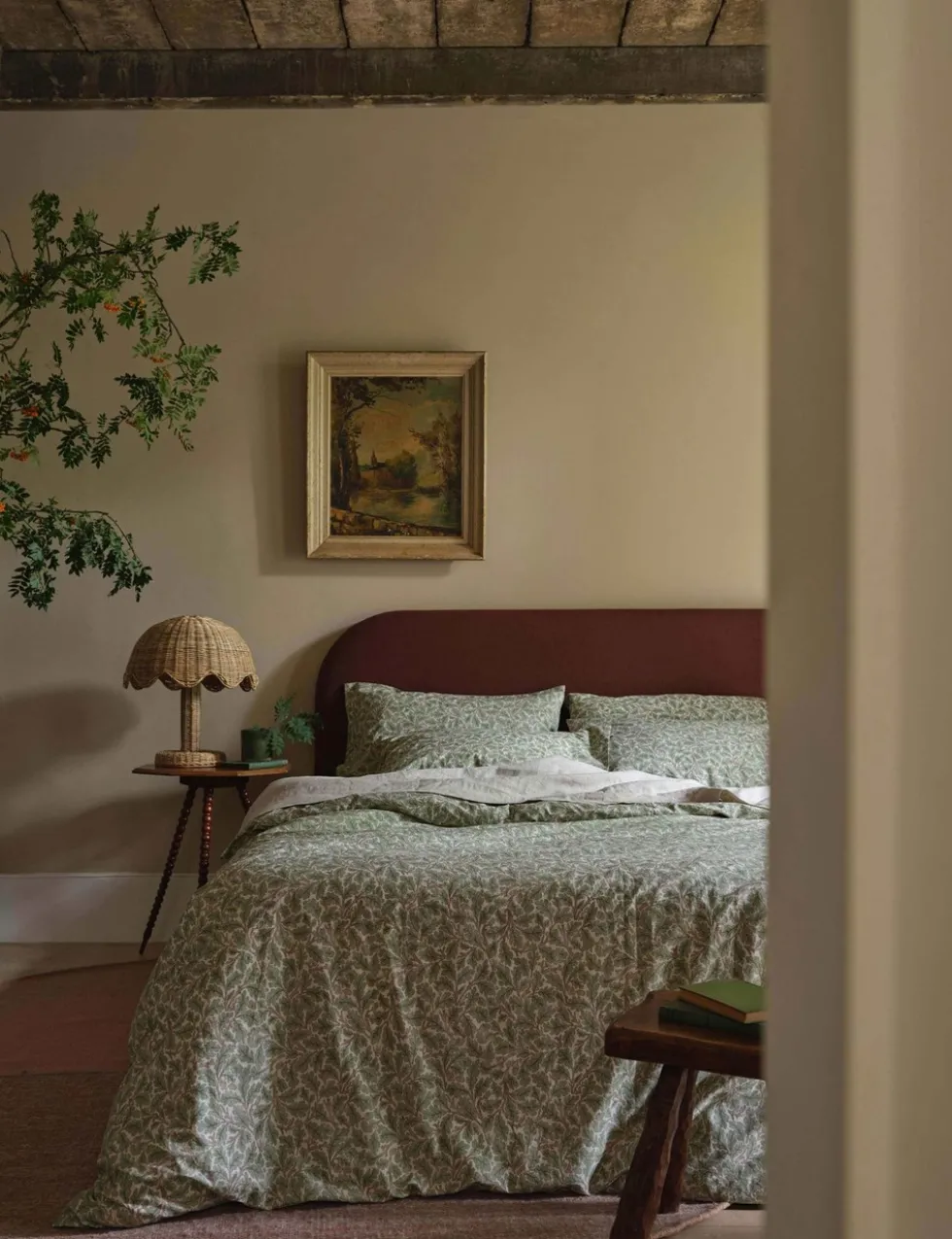 Pure Cotton Leaf Print Duvet Cover
