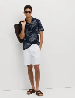 Pure Cotton Leaf Print Polo Shirt