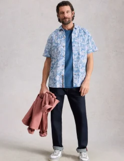 Pure Cotton Leaf Print Shirt