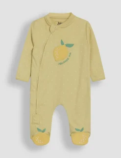 Pure Cotton Lemon Applique Zip Sleepsuit (0-12 Mths)