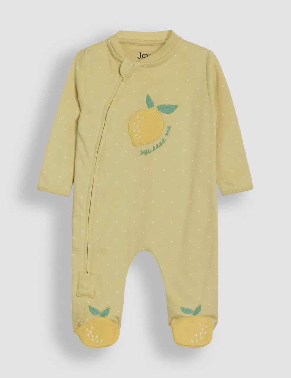 Pure Cotton Lemon Applique Zip Sleepsuit (0-12 Mths)