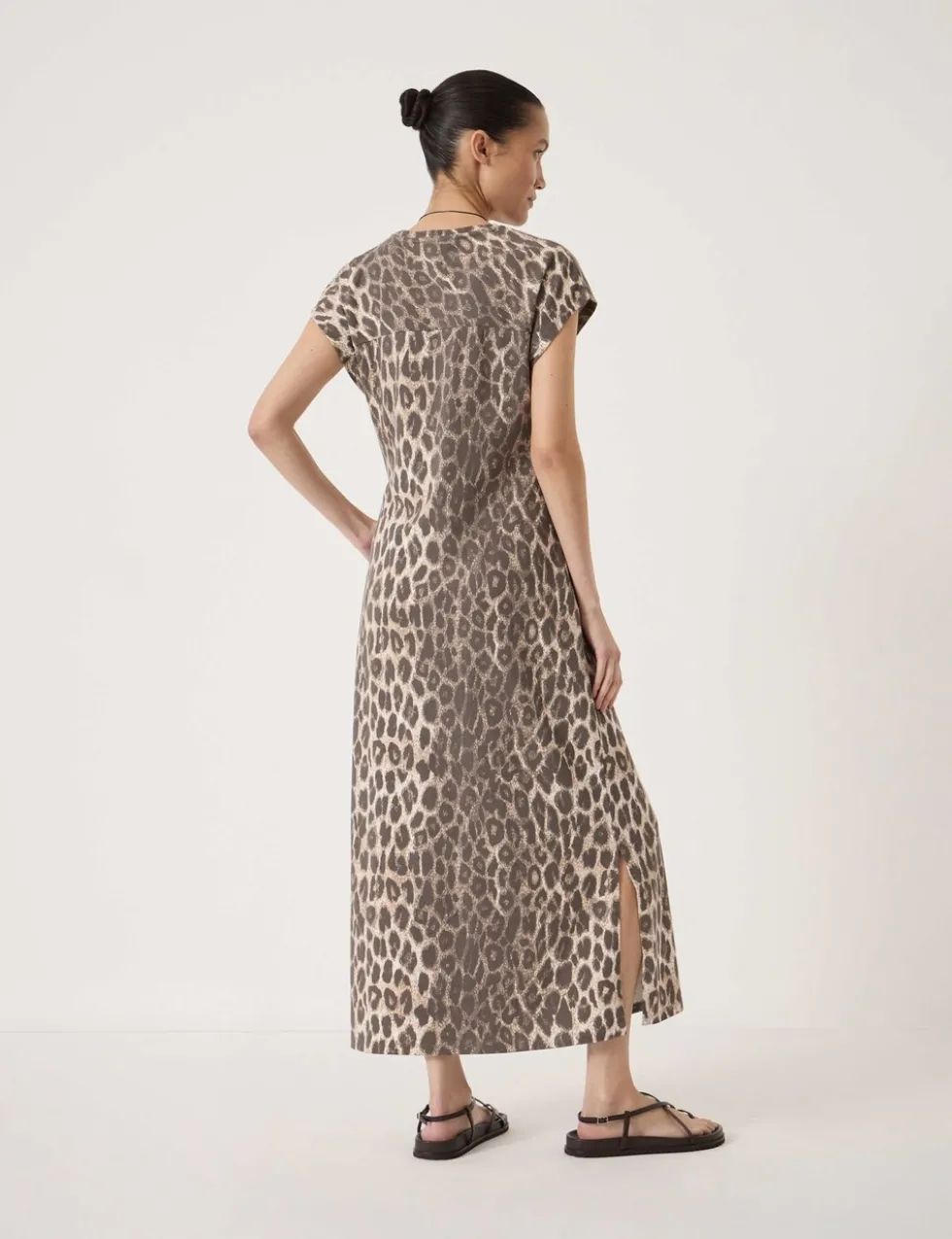 Pure Cotton Leopard Print Midi Column Dress