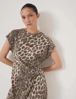 Pure Cotton Leopard Print Midi Column Dress