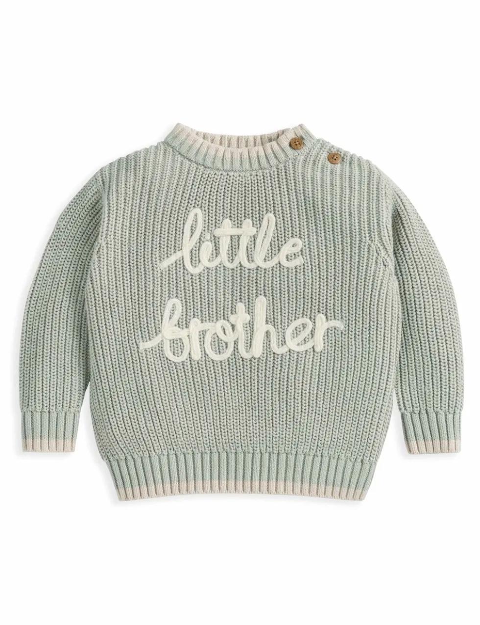 Pure Cotton Little Brother Slogan Jumper (7lbs-9 Mths)