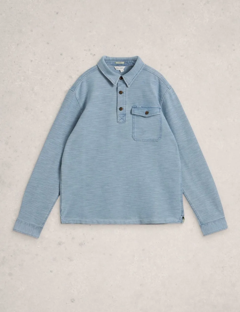 Pure Cotton Long Sleeve Polo Shirt