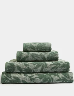 Pure Cotton Marl Leaves Towel