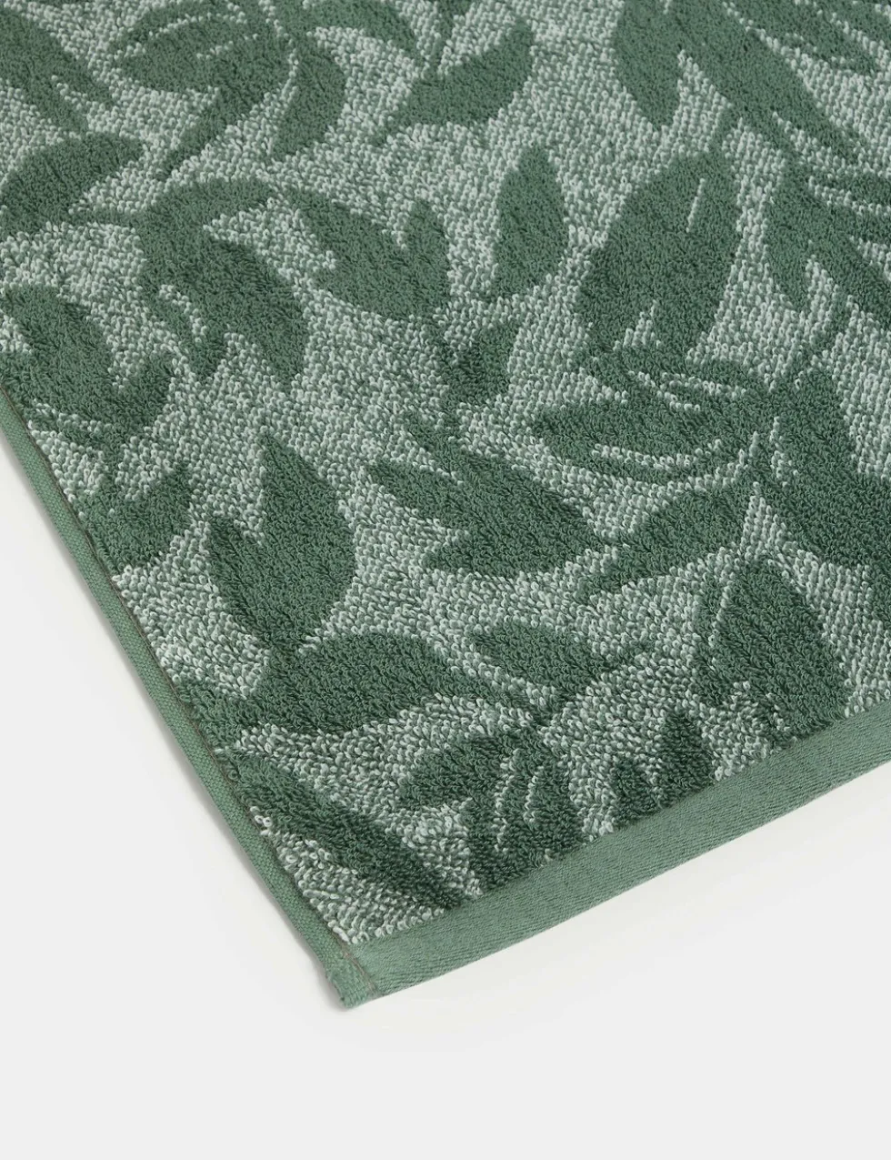 Pure Cotton Marl Leaves Towel