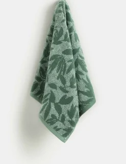 Pure Cotton Marl Leaves Towel