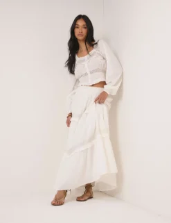 Pure Cotton Maxi Tiered Skirt