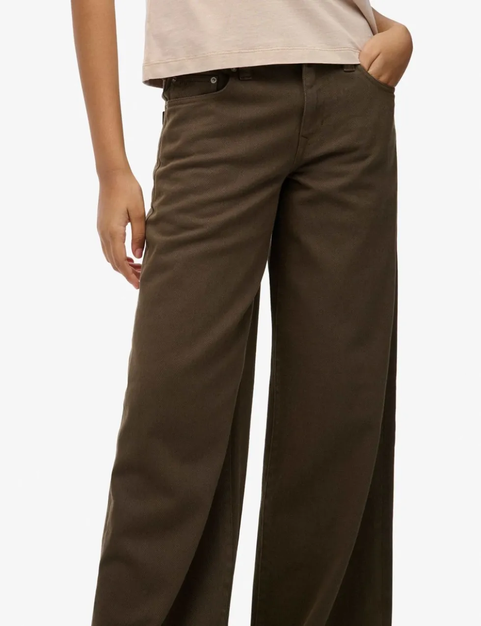 Pure Cotton Mid Rise Wide Leg Jeans