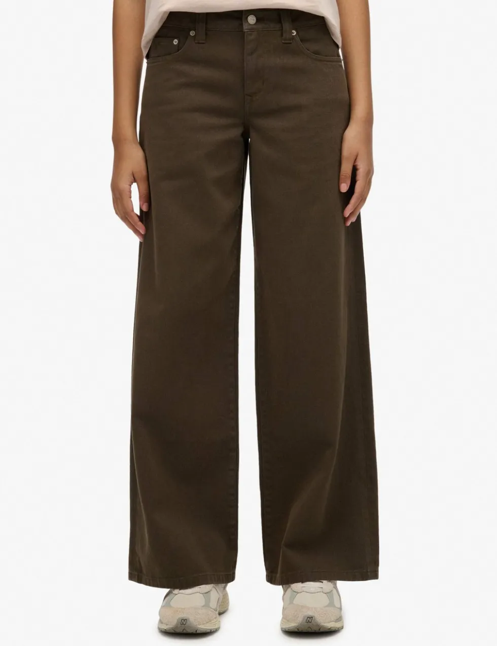 Pure Cotton Mid Rise Wide Leg Jeans
