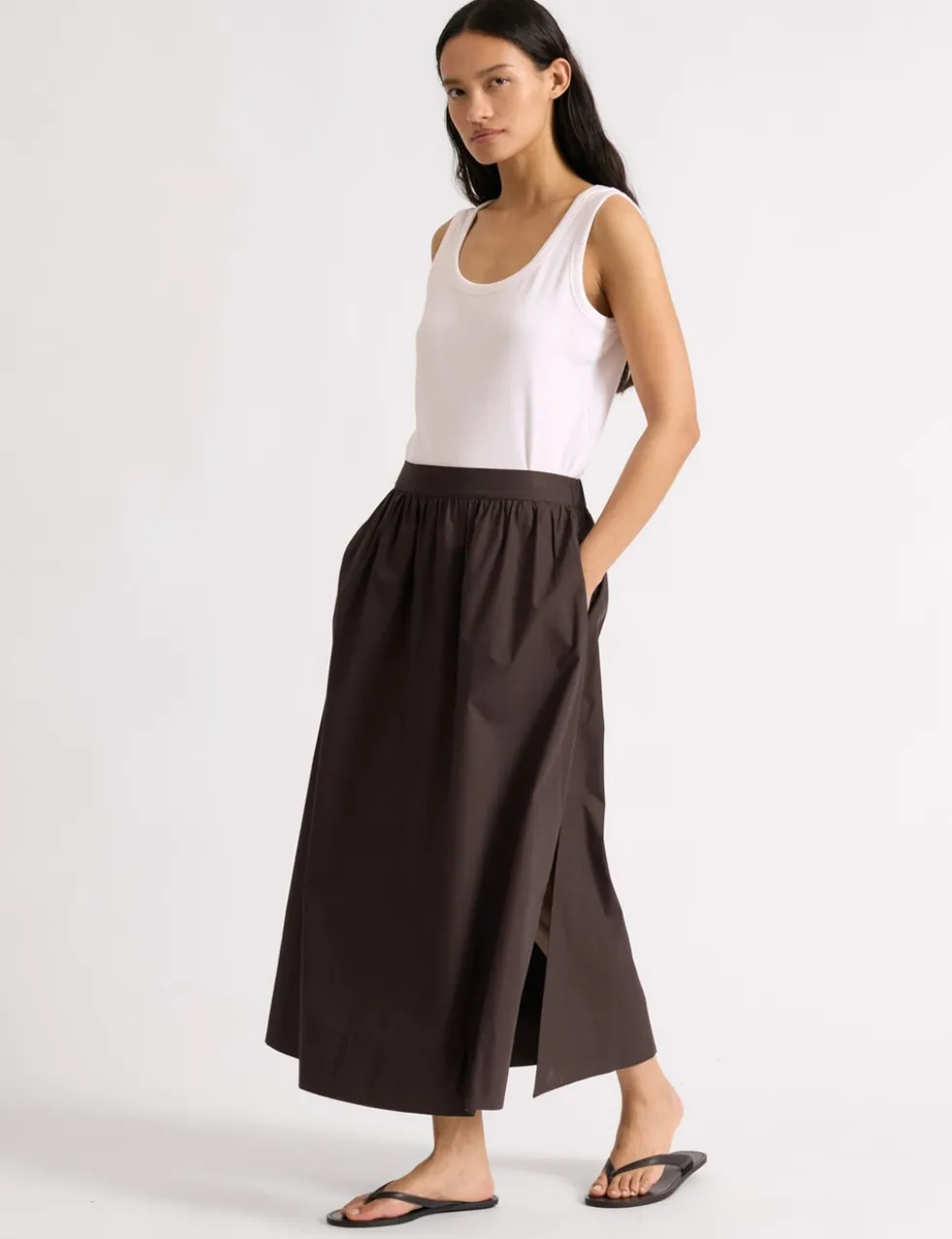 Pure Cotton Midaxi A-Line Skirt