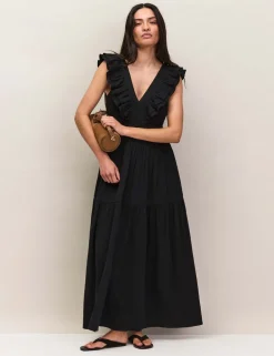 Pure Cotton Midaxi Tiered Dress