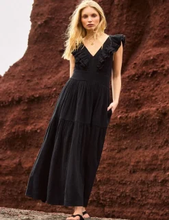Pure Cotton Midaxi Tiered Dress