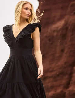 Pure Cotton Midaxi Tiered Dress