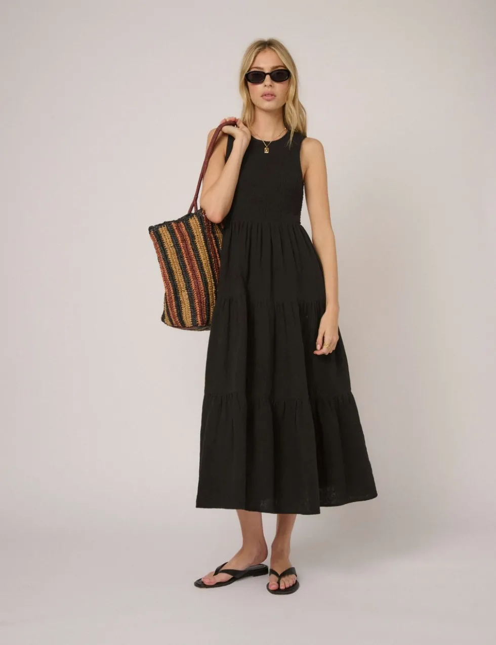 Pure Cotton Midaxi Tiered Dress