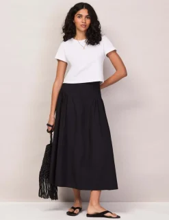 Pure Cotton Midi A-Line Skirt