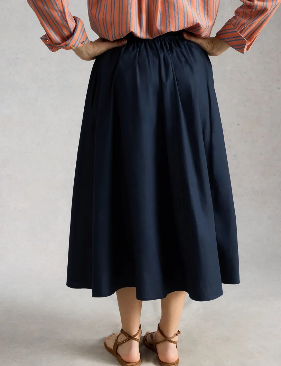 Pure Cotton Midi A-Line Skirt