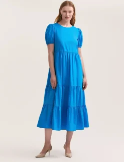 Pure Cotton Midi Tiered Dress