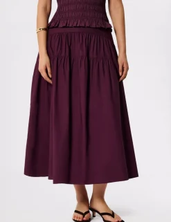 Pure Cotton Midi Tiered Skirt