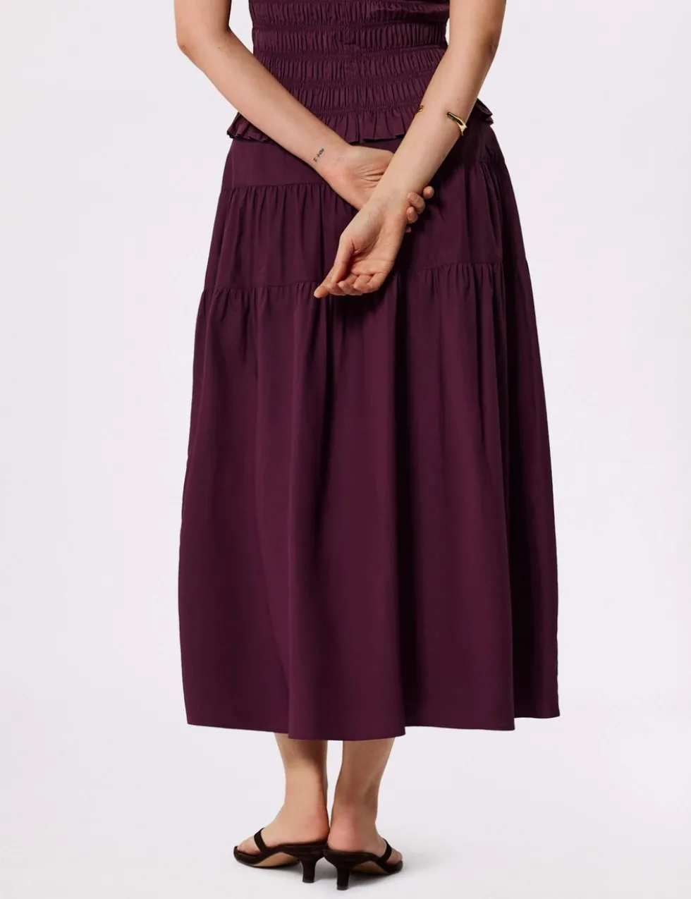 Pure Cotton Midi Tiered Skirt