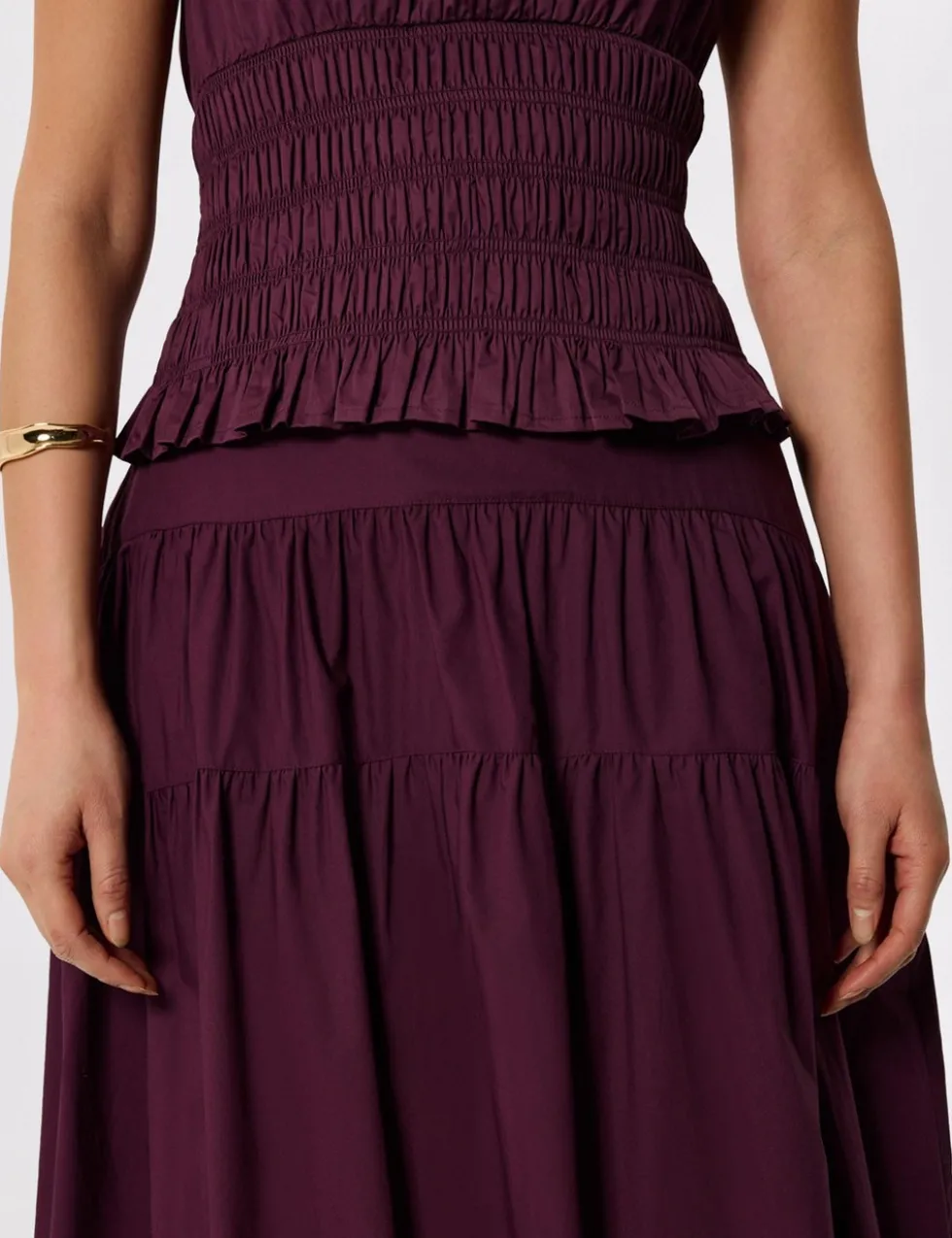Pure Cotton Midi Tiered Skirt
