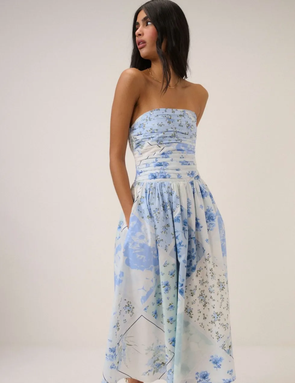 Pure Cotton Midi Waisted Dress