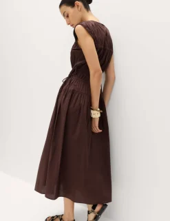Pure Cotton Midi Waisted Dress