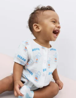 Pure Cotton Milkshake Print Romper (0-2 Yrs)