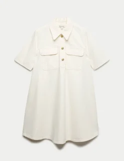 Pure Cotton Mini Shirt Dress