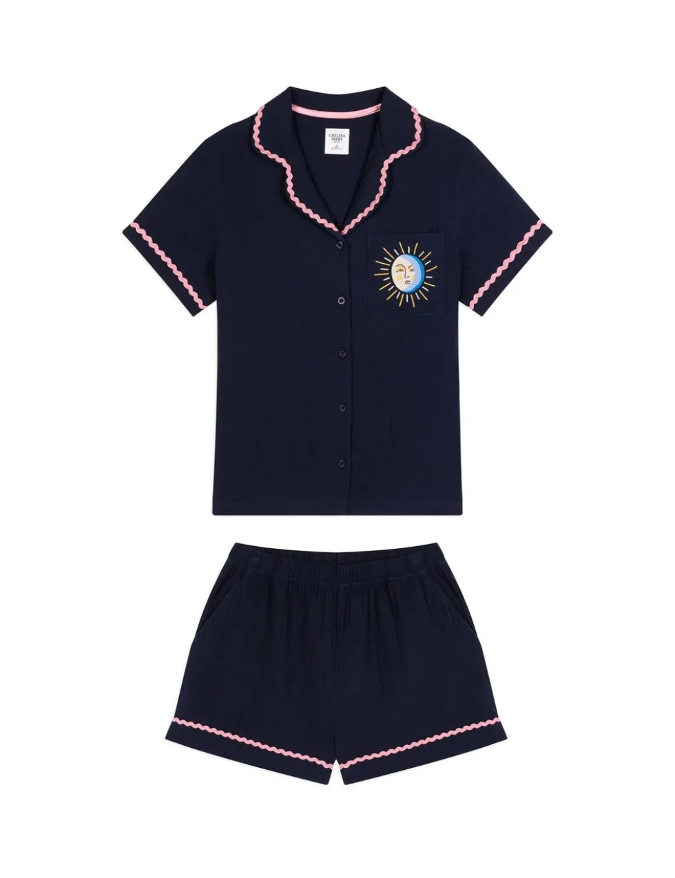 Pure Cotton Moon Embroidery Ric Rac Shortie Set
