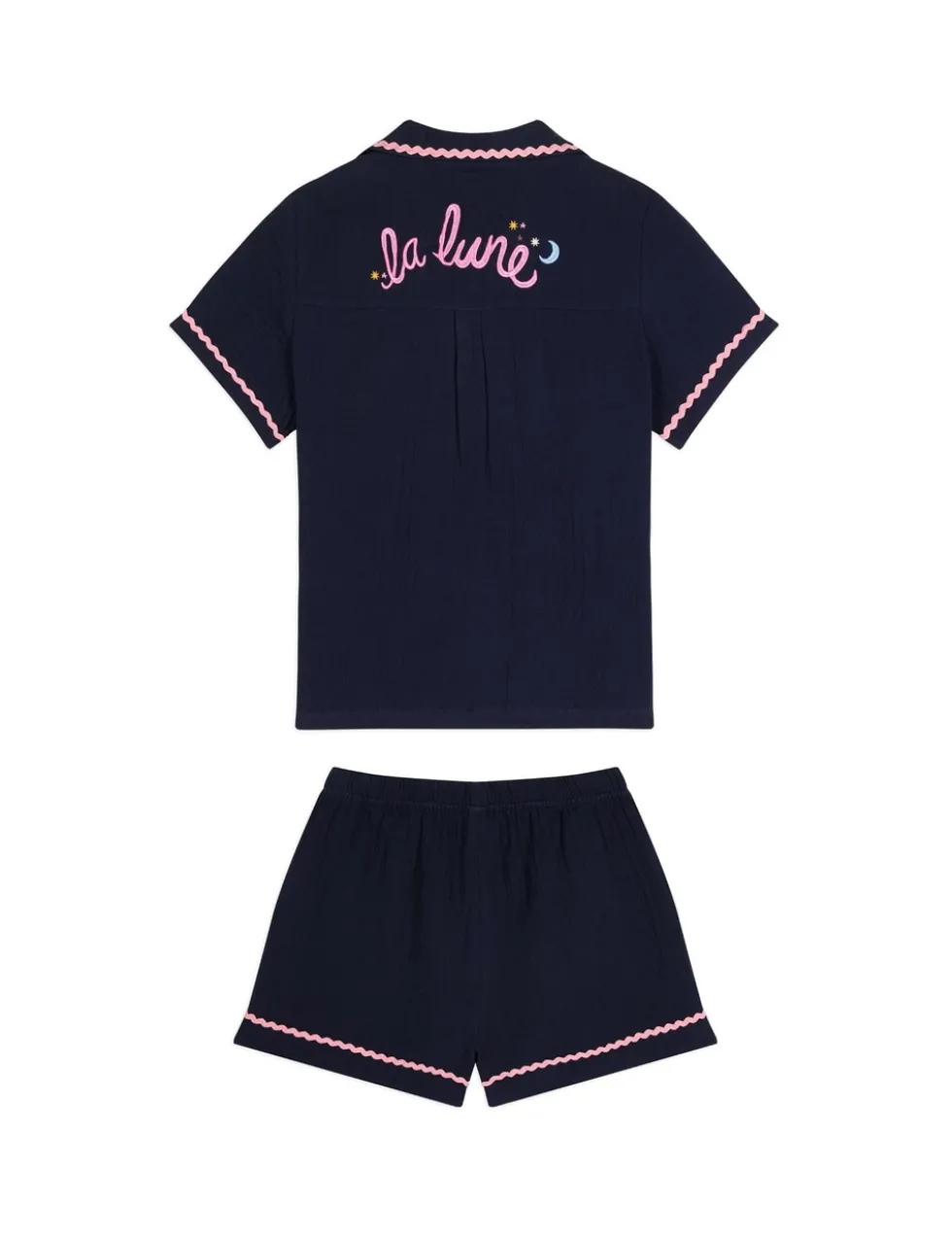 Pure Cotton Moon Embroidery Ric Rac Shortie Set